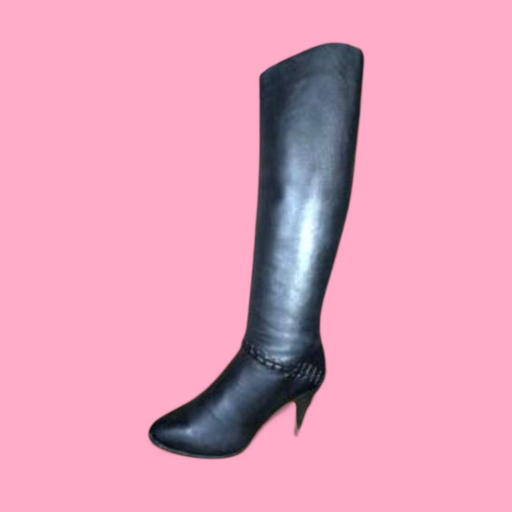 Vtg Bootalino’s by Coccini Black Leather Knee High Boots Made in Uruguay Size 7